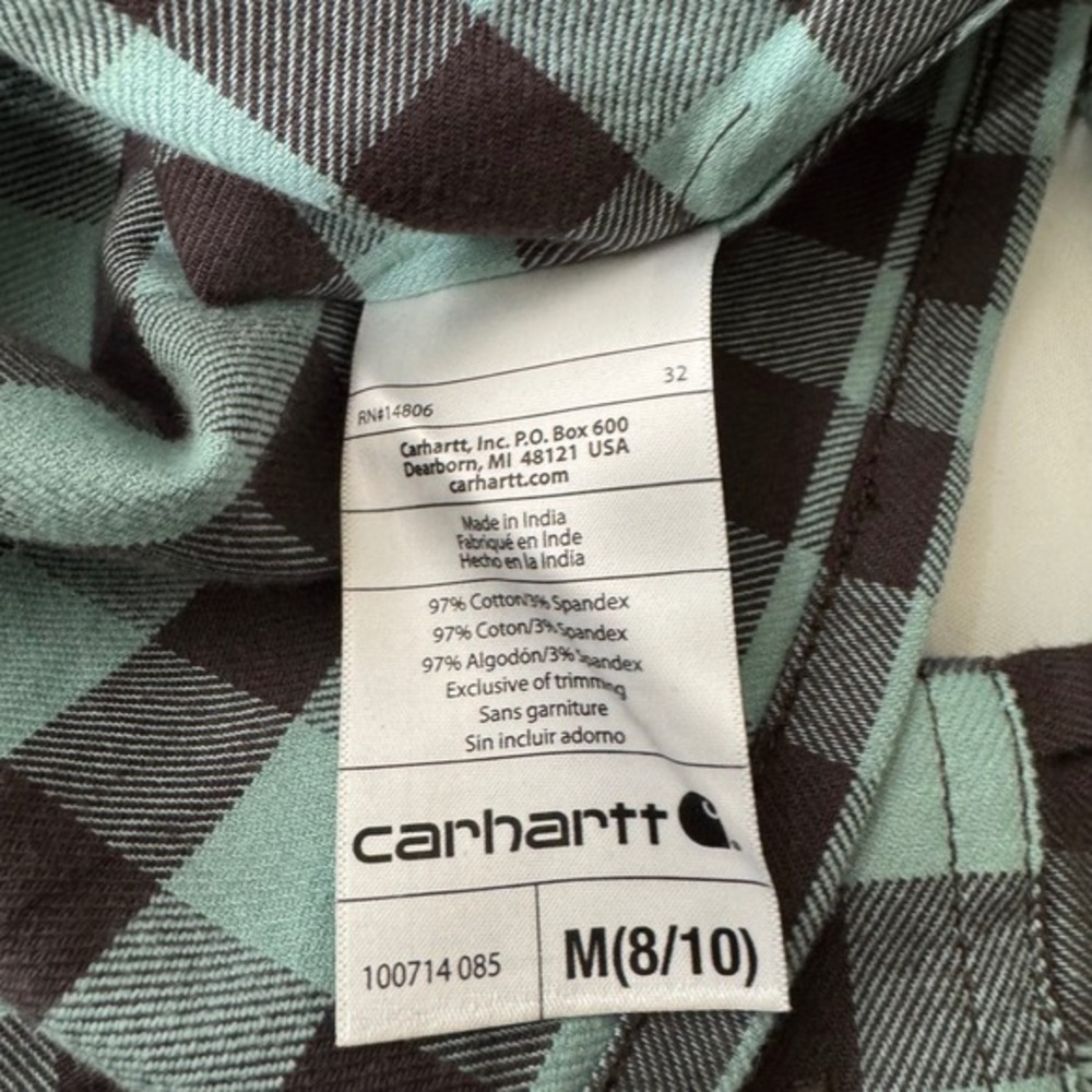 Carhartt Hamilton Rugged Flex Long Sleeve Button Up Plaid Shirt Size M NWT - Picture 9 of 9